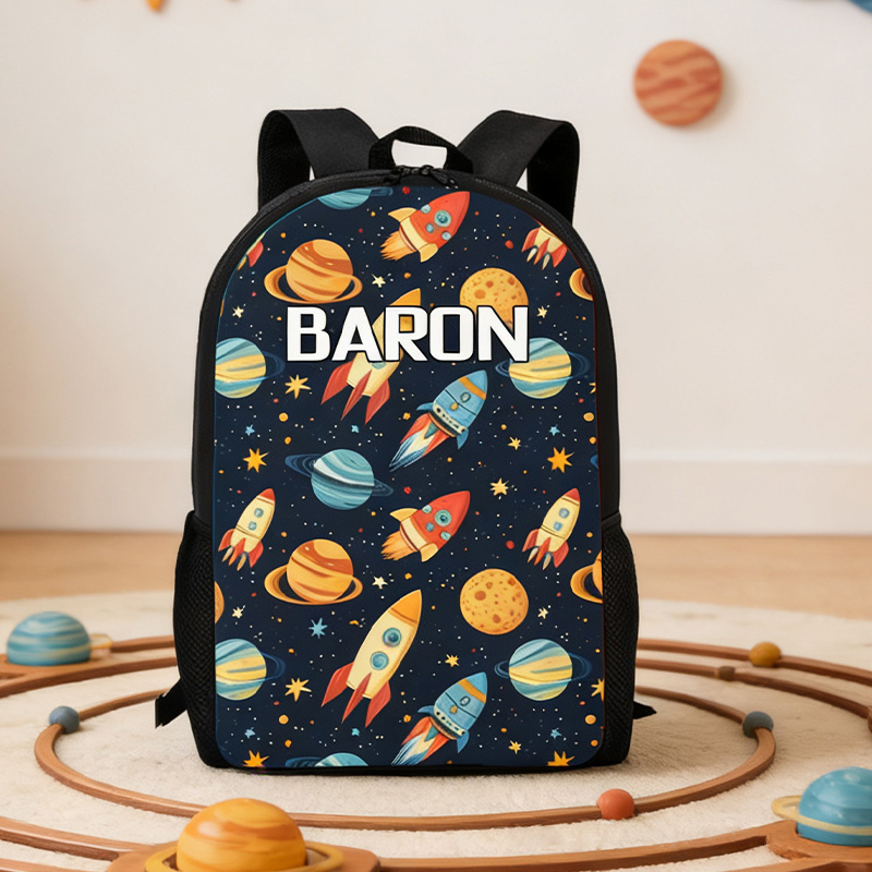 Personalized Rocket and Planet Backpack for Kids Space Exploration Lover Backpack Custom Name Gift for Kid