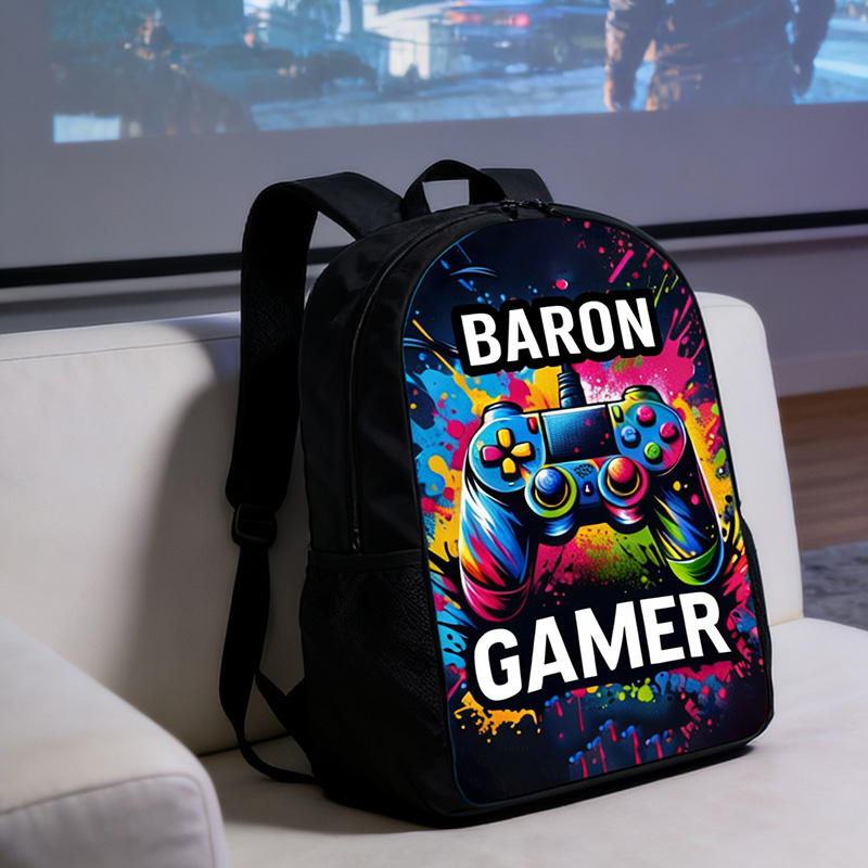 Personalized Gamer Backpack with Controller Art Backpack for Kids Custom Name Gift for Kid