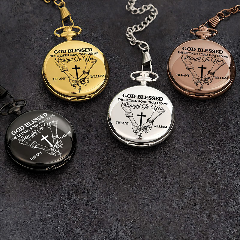 Personalized Infinite Love Infinite Us Pocket Watch with Custom Name Cross Pocket Watch Religious Gift for Couple Valentine's Day Gift