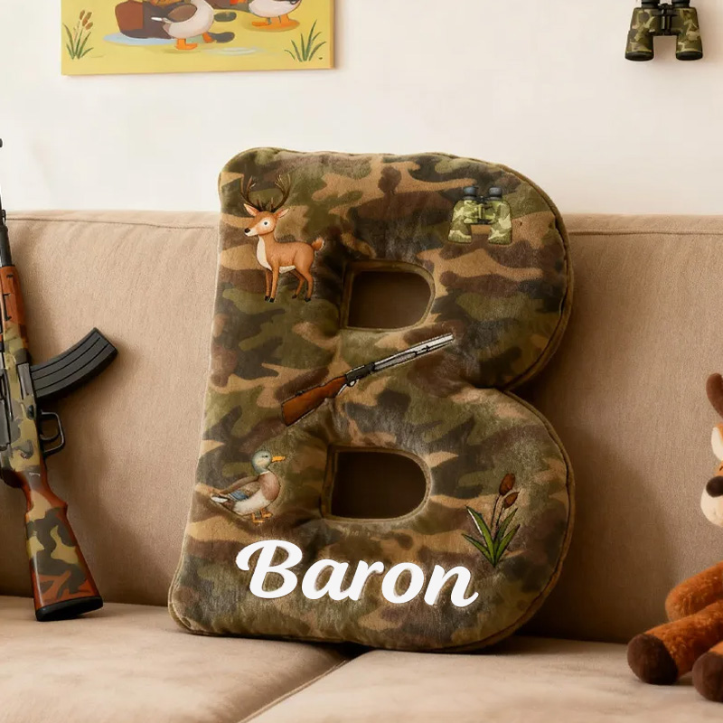 Personalized Hunting Kid Pillow Camouflage Hunting Themed Pillow Gifts for Kid Outdoor Hunting Enthusiasts