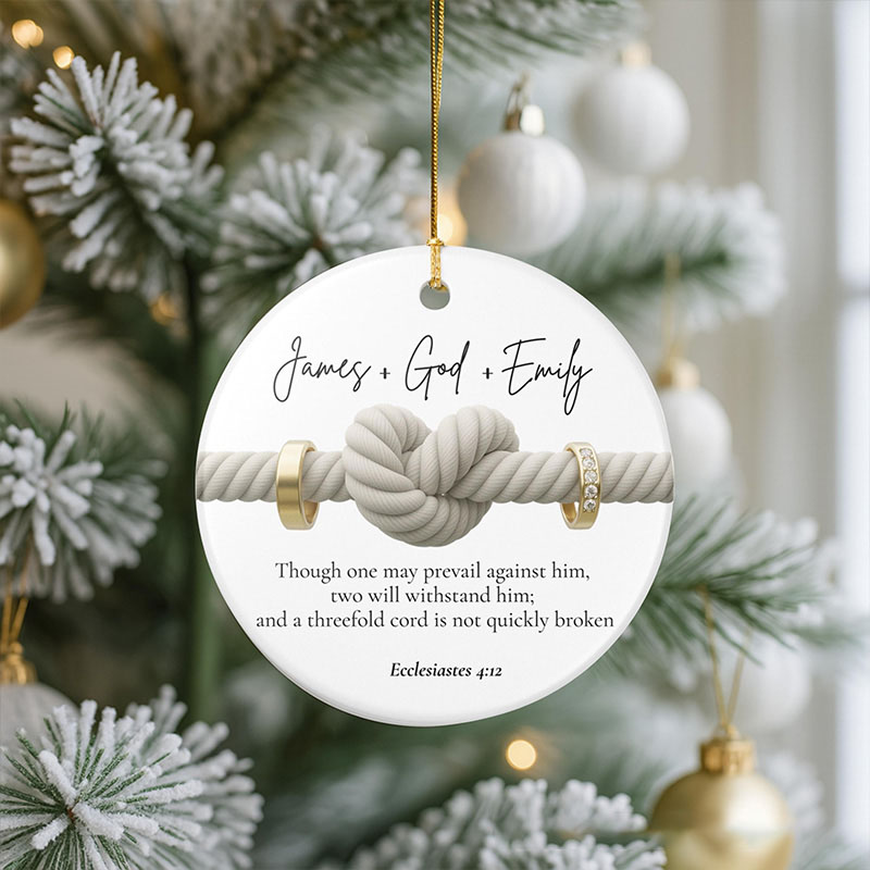 Personalized Ecclesiastes 4:12 Couple Christmas Ornament with Custom Names Christian Wedding Ornament Engagement or Anniversary Gift for Husband Wife