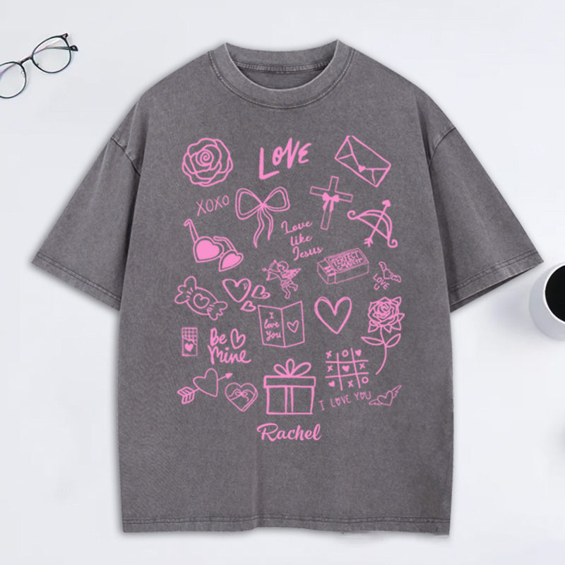 Personalized Love Like Jesus Washed T-Shirt with Name Faith Shirt Religious Gift Valentine's Day Gift for Women and Girls