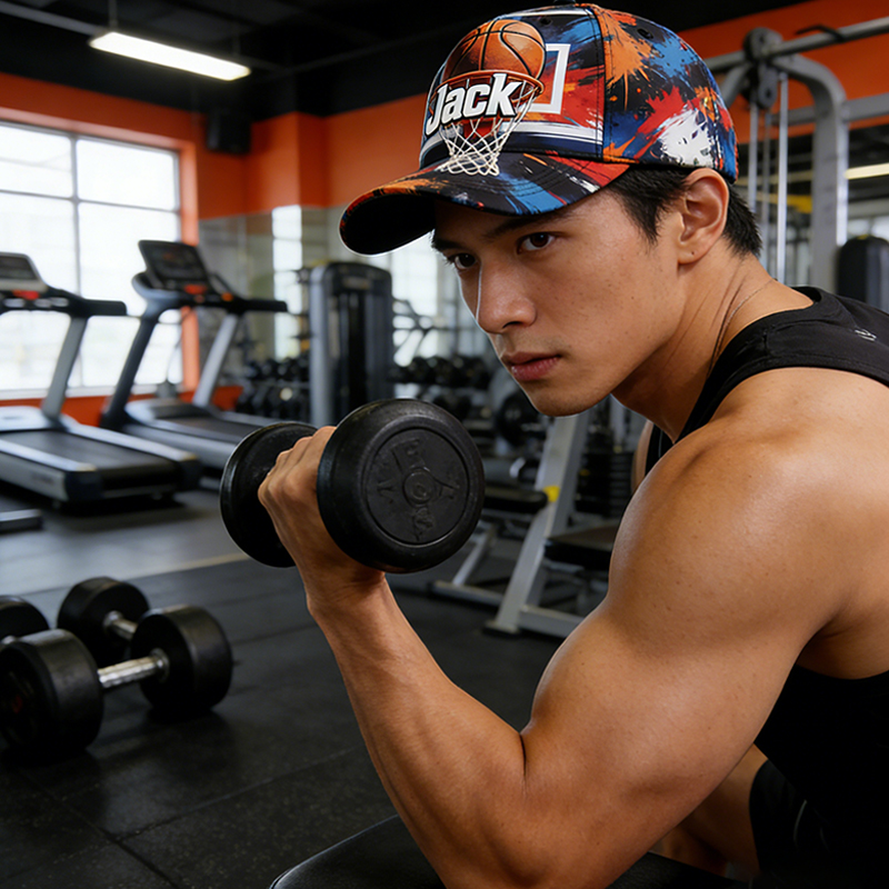 Personalized Basketball Hat with Custom Name and Dynamic Hoop Design for Basketball Enthusiasts