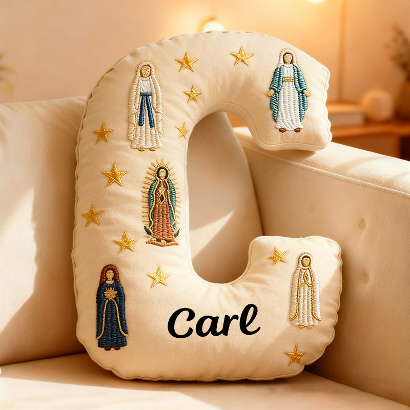 Personalized Hail Mary Full of Grace Letter Pillow with Custom Name Virgin Mary Home Decor Catholic Gift for Her Catholic Saints Graphic 3D Print