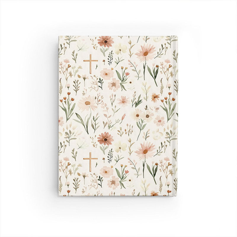 Personalized Floral Cross A5 Prayer Journal Notebook with Custom Name for Her Bible Scripture Study Journal Religious Gift for Women Gift for Catholic