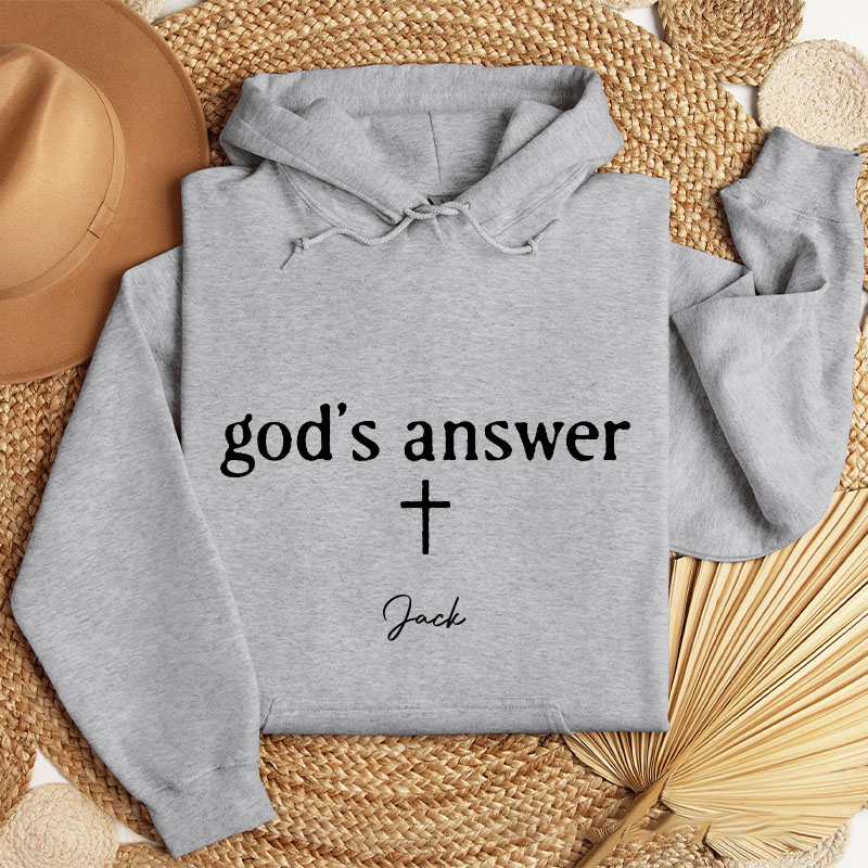 Personalized God's Plan God's Answer Matching Couple Christian Classic Hoodies with Custom Name Religious Gift Valentine Day Gift for Couple