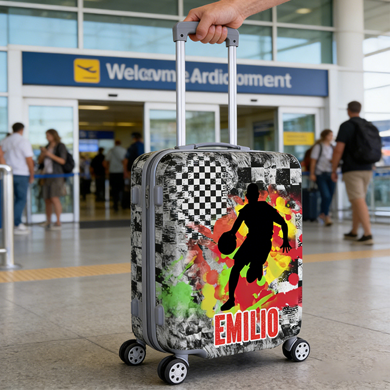 Personalized Basketball Luggage Cover with Bold Player Silhouette and Name for Basketball Enthusiasts