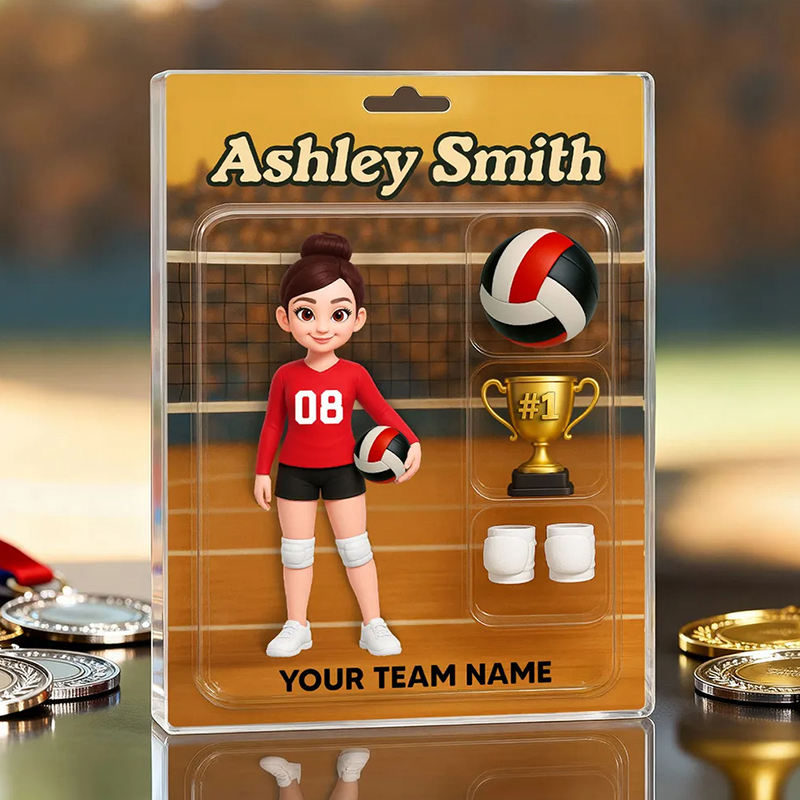 Personalized 3D Effect Volleyball Player Acrylic Block Plaque with Custom Name and Team for Volleyball Enthusiasts