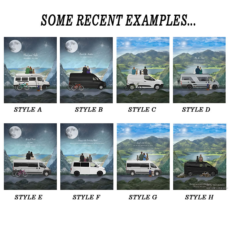 Personalized Camper Van Wall Art Prints Van Life Print Adventure Print Custom Anniversary Print Custom Room Decor Couples Print