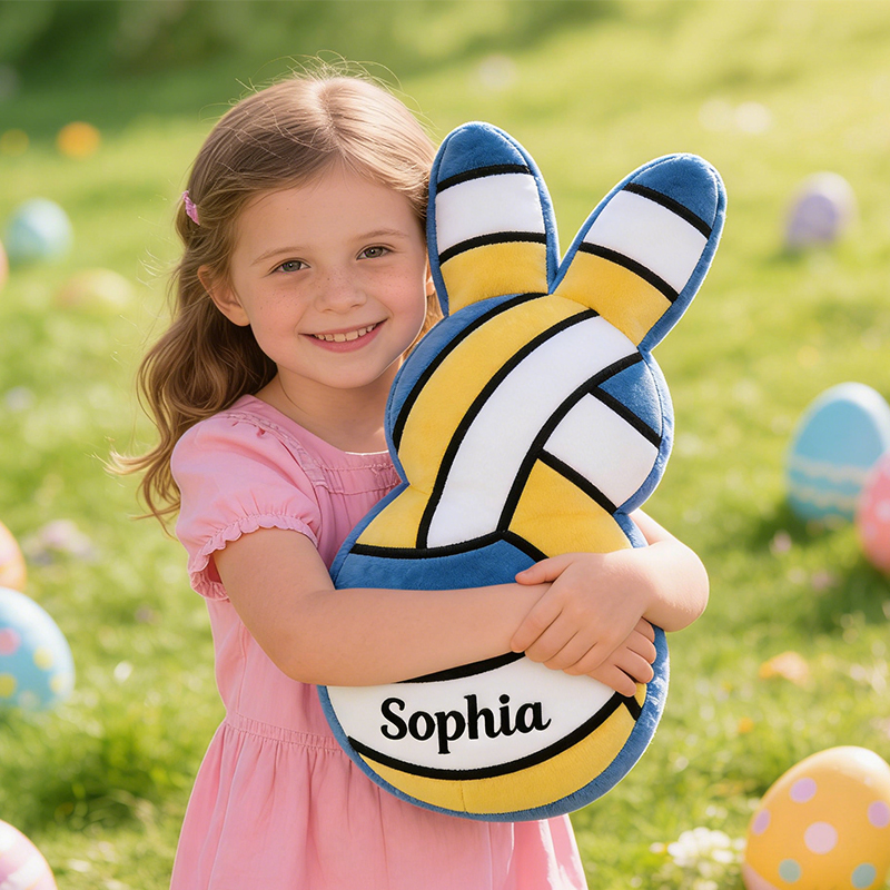 Personalized Easter Volleyball Bunny Pillow with Custom Name for Kids Easter Gifts