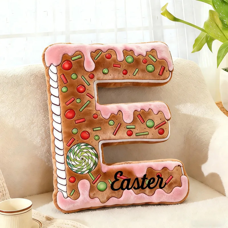 Personalized Cake Alphabet Throw Pillow Graphic 3D Print Letter Pillow Custom Kids Cookie Pillow with Name for Kids Birthday Gift