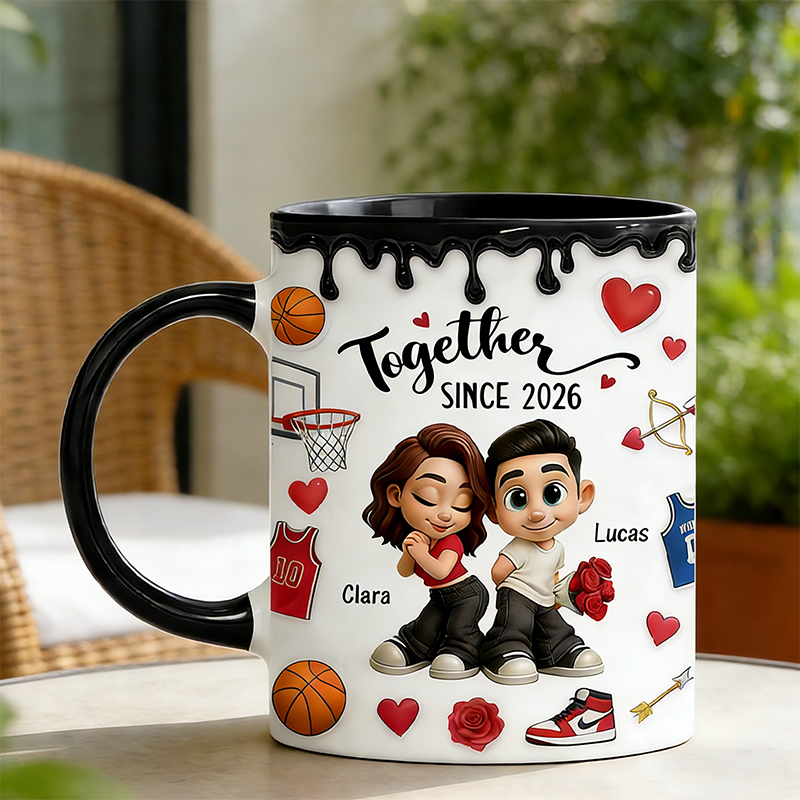 Personalized Couple’s Basketball Mug "Together Since" with Custom Names Design Gift for Anniversaries Valentine’s Day