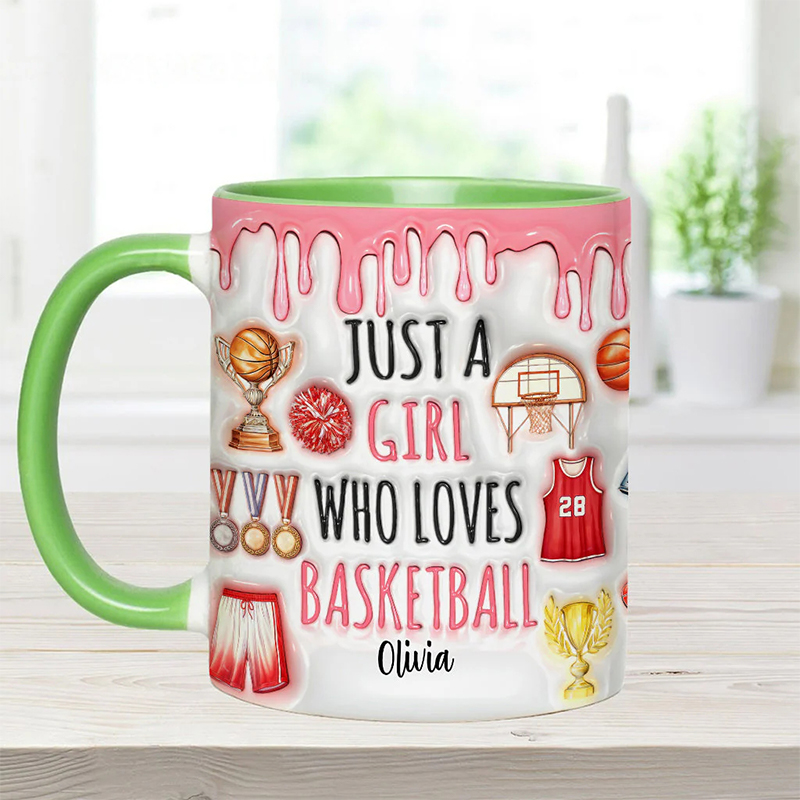 Personalized "Just a Girl Who Loves Basketball" Mug with Custom Text for Female Players and Fans