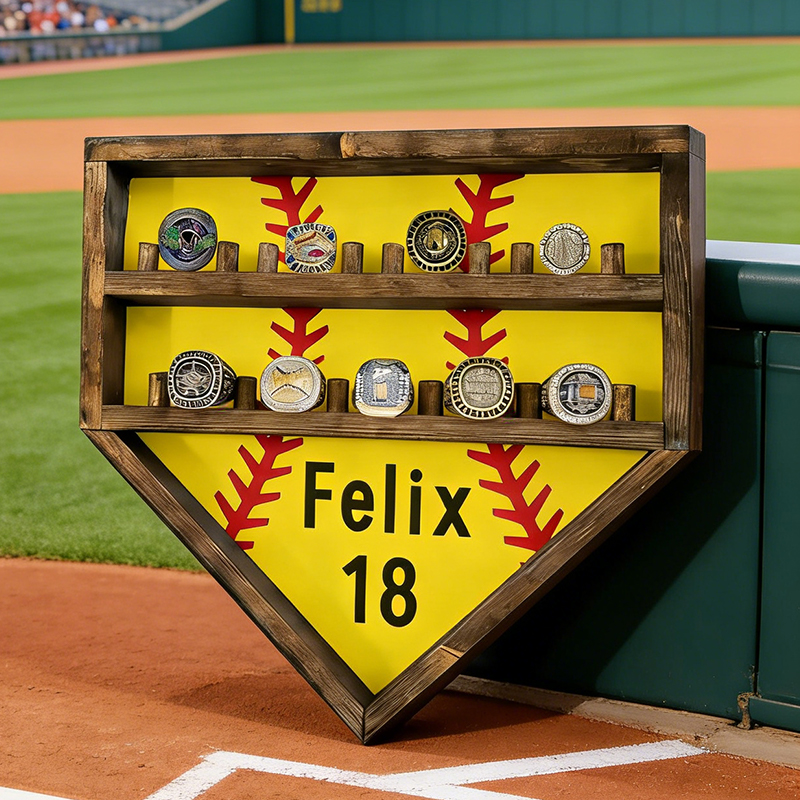Personalized Softball Home Plate Championship Ring Display for Softball Stars