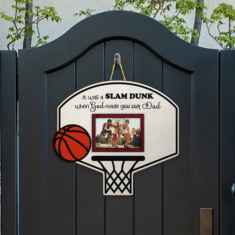 Personalized Basketball Hoop Photo Frame Wall Hanging  for Dad