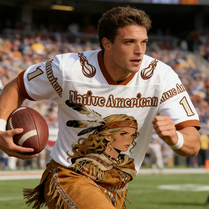 Personalized Sport-Themed Native American-Inspired Jersey with Custom Number for Sport Fans