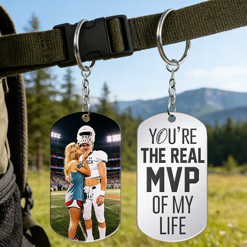 Personalized "You're the Real MVP" Football Keychain for Couples or Sports Fans Valentine's Day Gift 