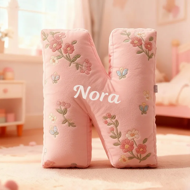 Personalized Letter Pillow Graphic 3D Print Cute Flower Custom Name Pillow Gift for Kids 