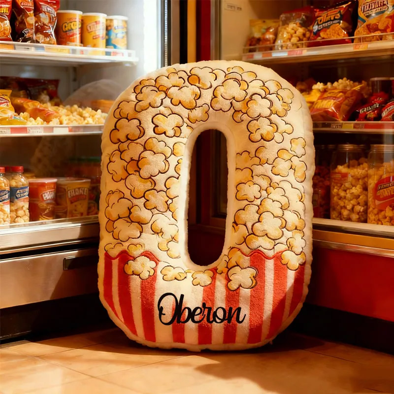 Personalized Popcorn Alphabet Throw Pillow Graphic 3D Print Letter Pillow with Name for Kids Boys Girls Family Baker Christmas Gift 