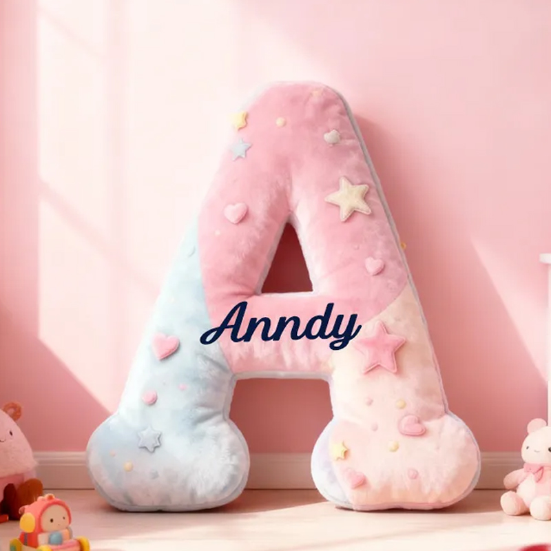 Personalized Pink Macaron Alphabet Throw Pillow Graphic 3D Print Cute Dessert Letter Pillow with Name for Kids Girl Boy Baker Christmas Gifts Loving Room Decor