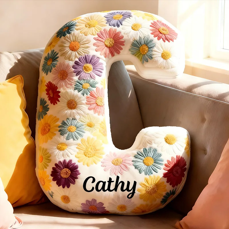 Personalized Cute Flower Letter Pillow Graphic 3D Print Butterfly Custom Name Pillow Gift for Kids 