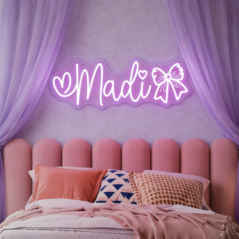 Personalized Cheerleader Neon Sign with Custom Name and Bow Design for Cheerleader Girls