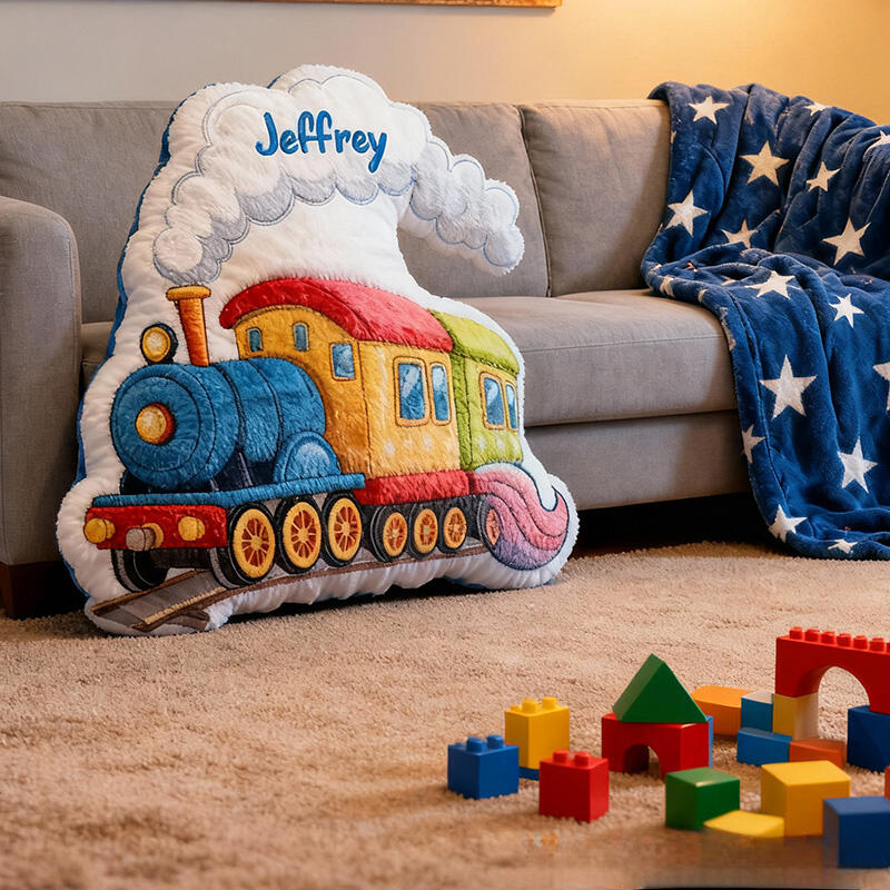 Personalized Train Shaped with Name Graphic 3D Print Pillow Christmas Gift for Kids or Baby Birthday Gifts