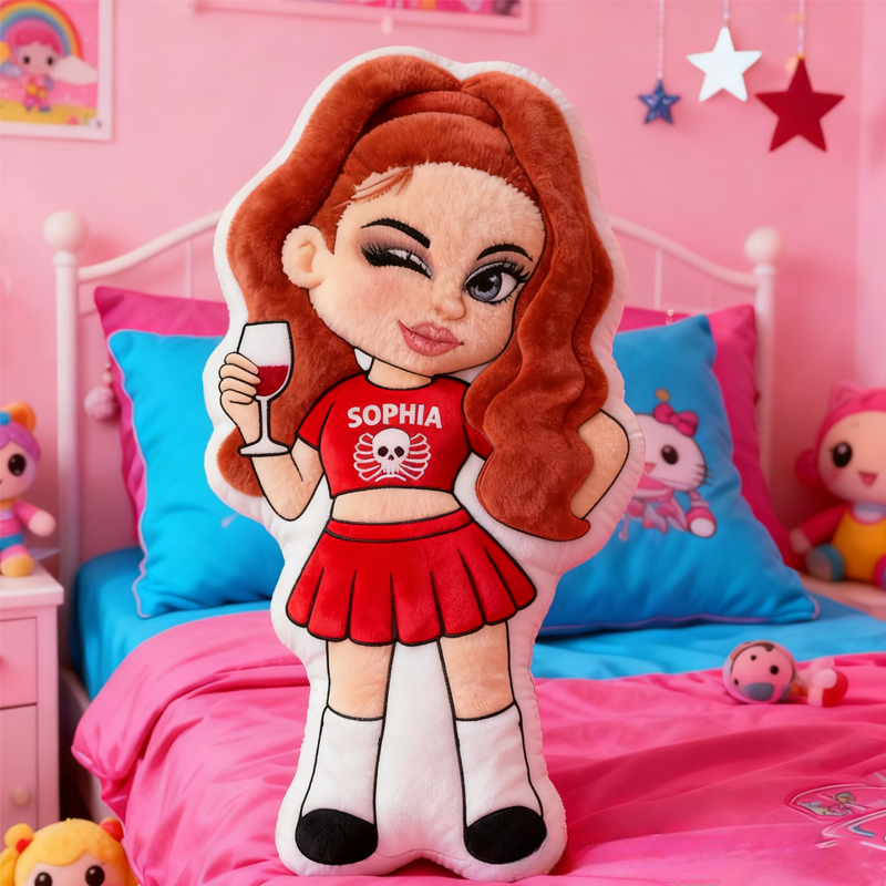 Personalized Y2K Style Cartoon Character with Name Graphic 3D Print Pillow Christmas Gift for Kids Birthday Gift