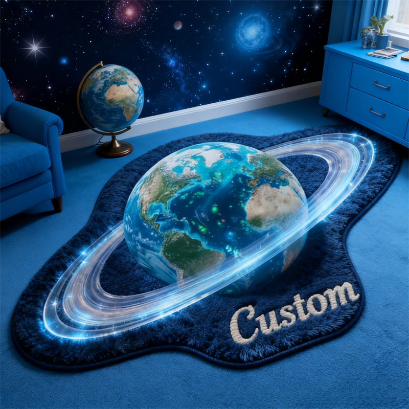 Personalized Earth with Name Soft Rug Carpet Christmas Gift for Kids Rug Birthday Gifts for Kids