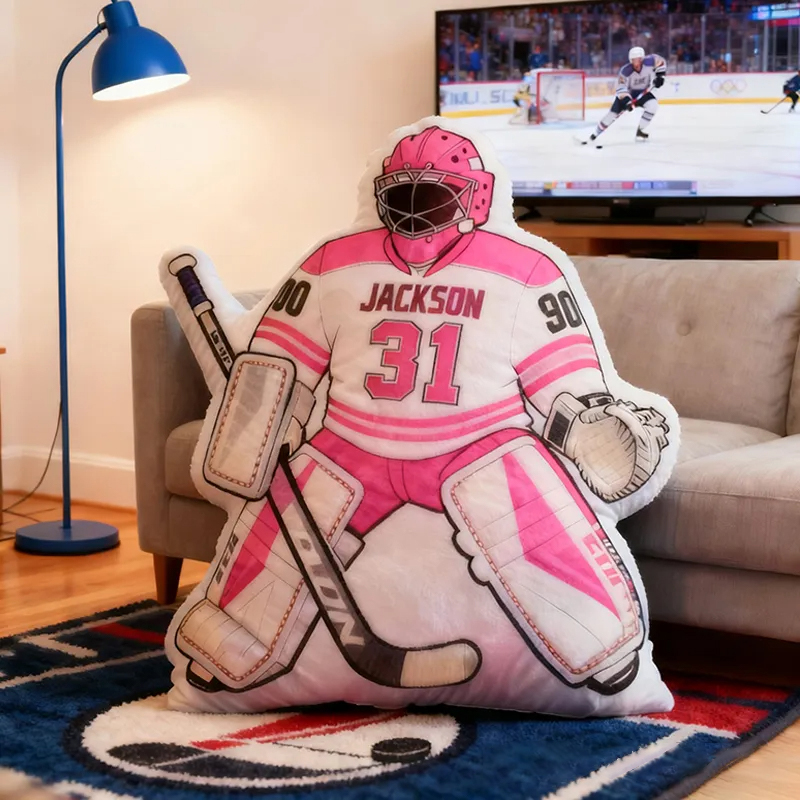 Personalized Ice Hockey Goalie-Shaped Pillow with Custom Name and Number for Ice Hockey Fans