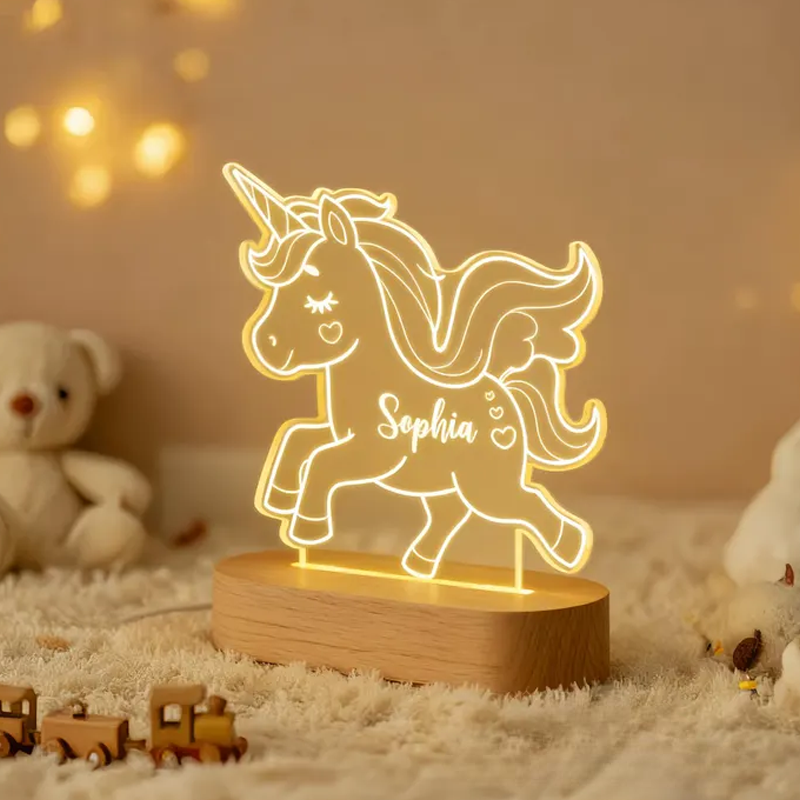 Personalized Dream Horse Night Light Light New Baby Girl Boy Gift Kids Bedroom Lamp