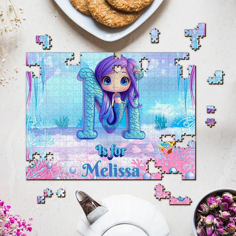 Personalized Beautiful Mermaid Letter Kid Jigsaw Puzzle