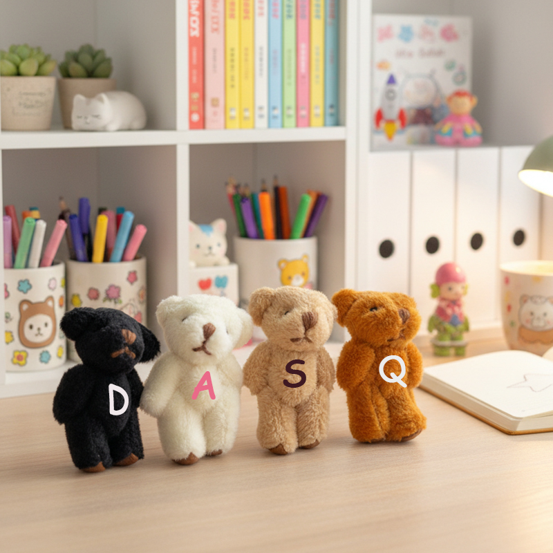 Personalized Mini Teddy Bear with Initial Pocket Sized Plush Toy and Keychain for Kids  Very Tiny Soft Fuzzy Stuffed Teddy Bear