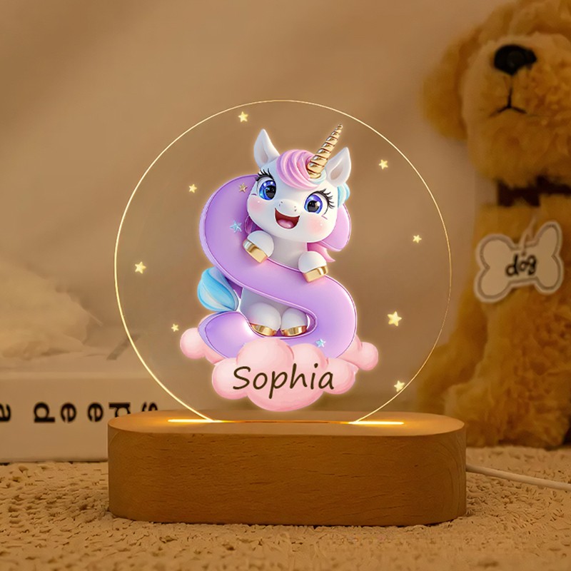 Personalized Initial Letter Custom Name Soft Glow Decorative Gift Magical Princess Style Cozy Nursery Room Dream Star Night Light