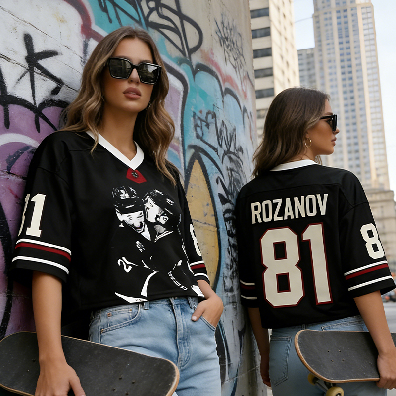 Personalized Hockey Fan Crop Jersey with Customizable Name & Number for Game Day 