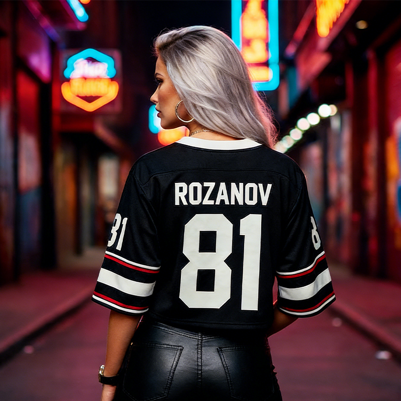 Personalized "Stupid Canadian Wolf Bird" Women's Hockey Crop Jersey with Custom Details for Hockey Fans 