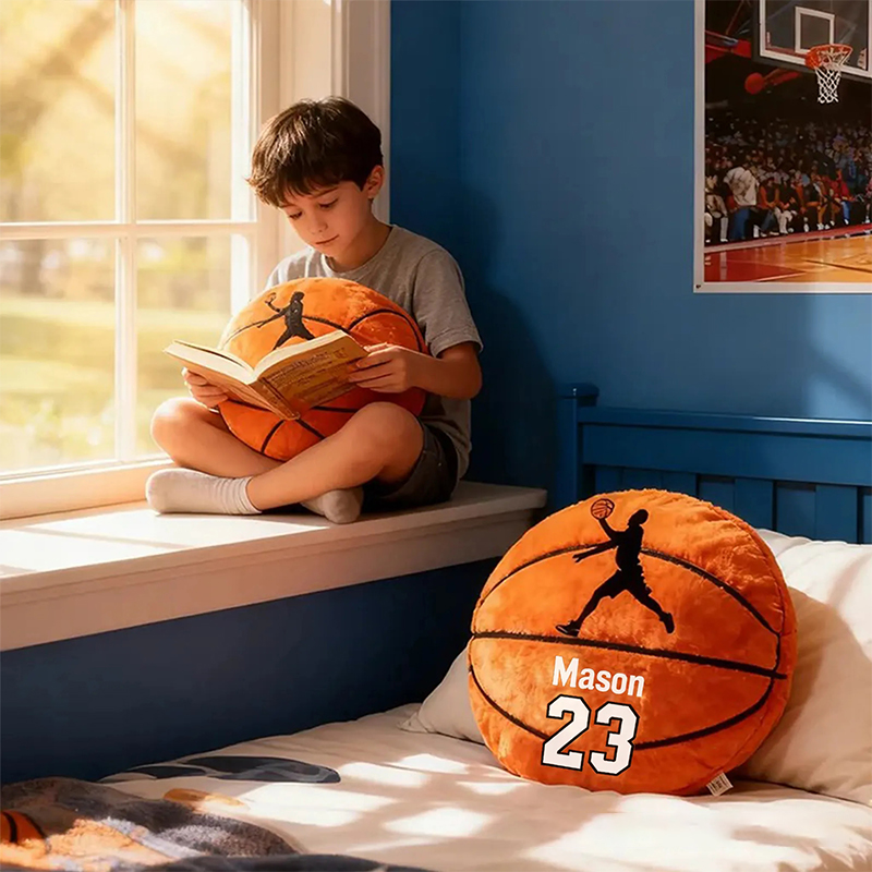 Personalized Basketball Pillow with Custom Name and Jersey Number for Kids and Sports Fans