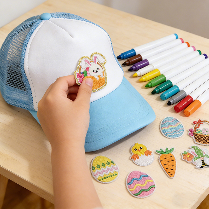 Personalized Easter DIY Trucker Hat Kit for Kids Customizable with Patches Markers  Alphabet Letters Parties and Goodie Bags
