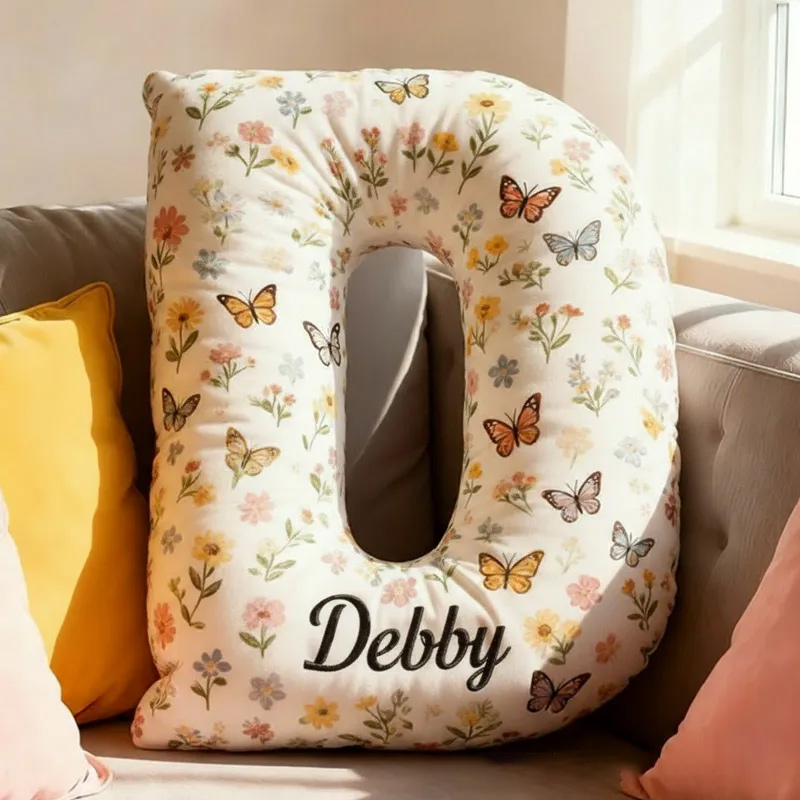 Personalized Cute Flower Letter Pillow Graphic 3D Print Butterfly Custom Name Pillow for Kids Gardening Lovers Gift