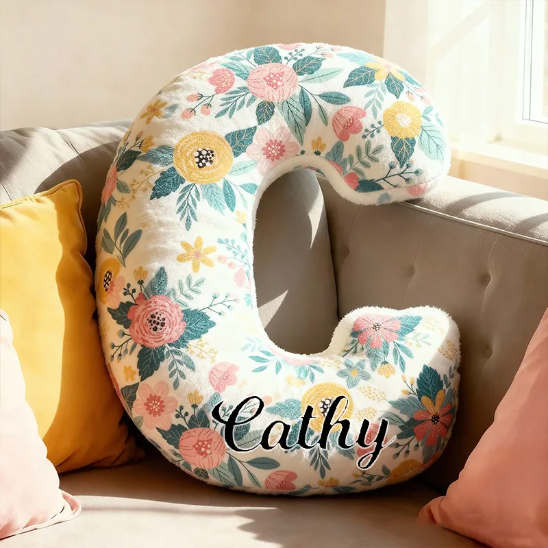 Personalized Cute Flower Letter Pillow Custom Name Pillow for Kids Gardening Lovers Gift