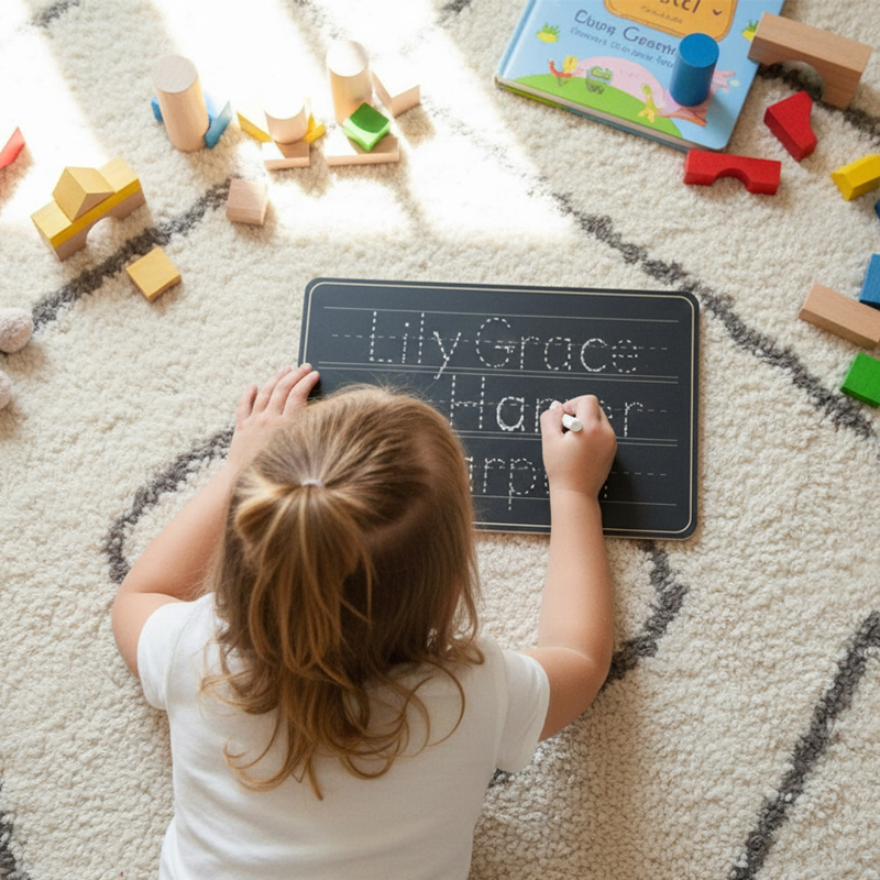 Personalized Name Tracing Chalkboard for Kids Custom 3 Line Design Reusable Learning Tool for Handwriting Practice
