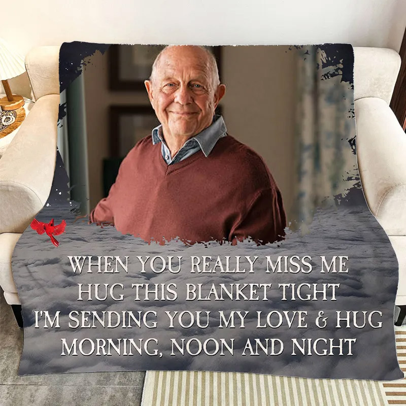 Personalized Memorial Photo Blanket A Hug From Heaven Remembrance Blanket in Loving Memory Blanket