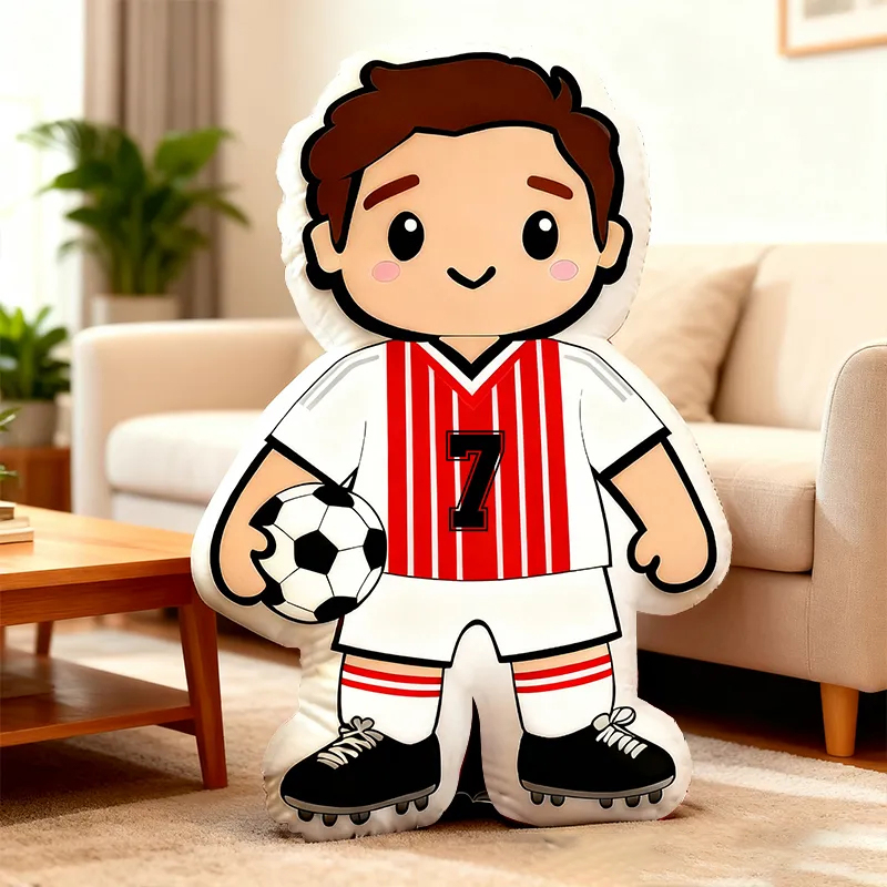 Personalized Soccer Player Pillow with Custom Jersey Number