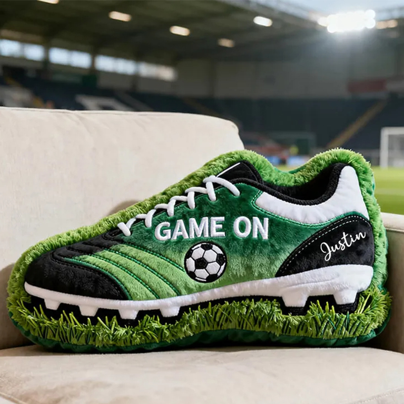 Personalized Graphic3DPrint Game On Soccer Shoe Pillow with Custom Name for Sports Enthusiasts