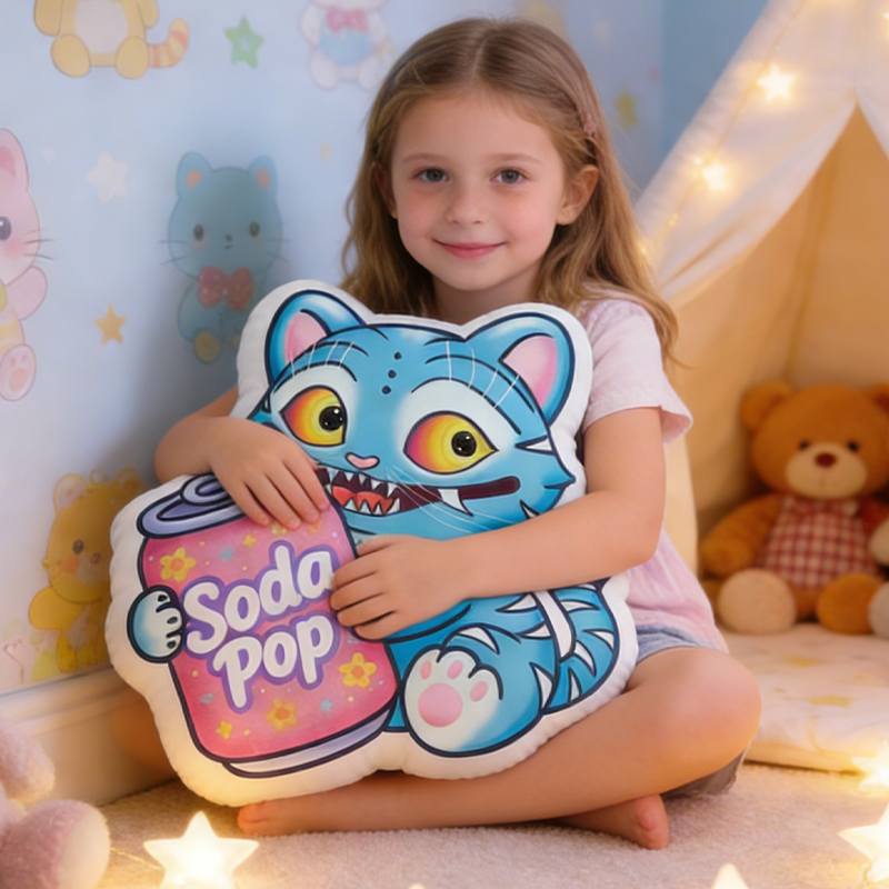 Personalized Cute Tiger Soda Pop Pillow Birthday Gift for Boys Girls F