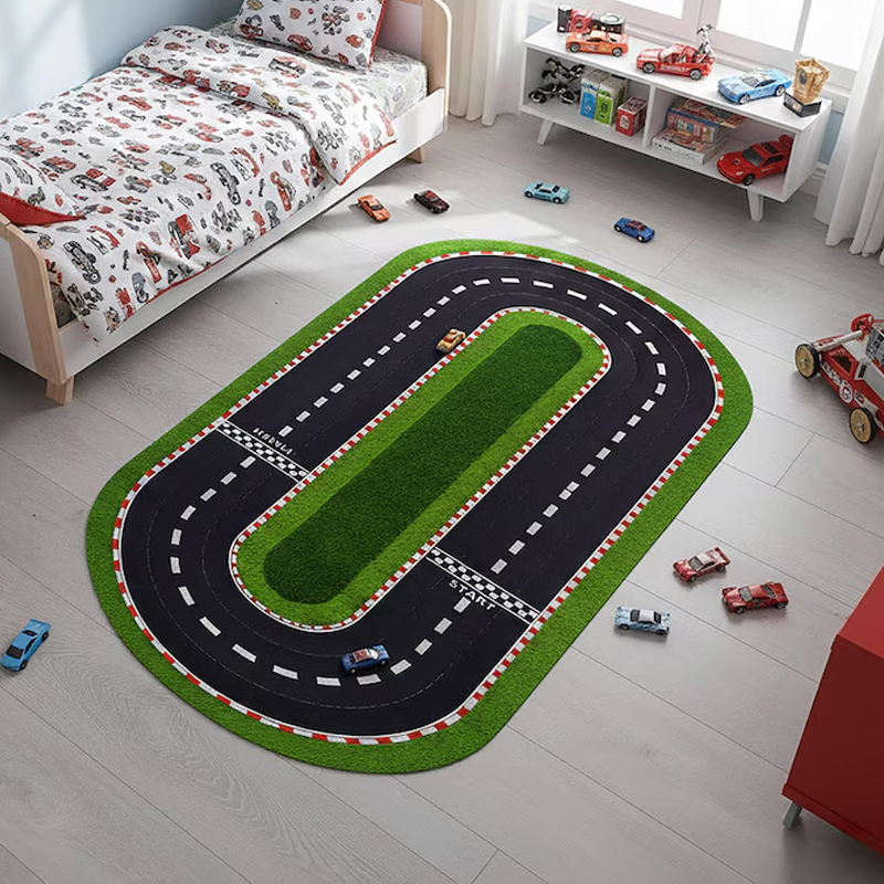 Race Track Racetrack Rug Start Line Finish Line Race Road Rug Racing Car Rug Kids Room Rug Birthday Gift for Kids Boys Room Rug