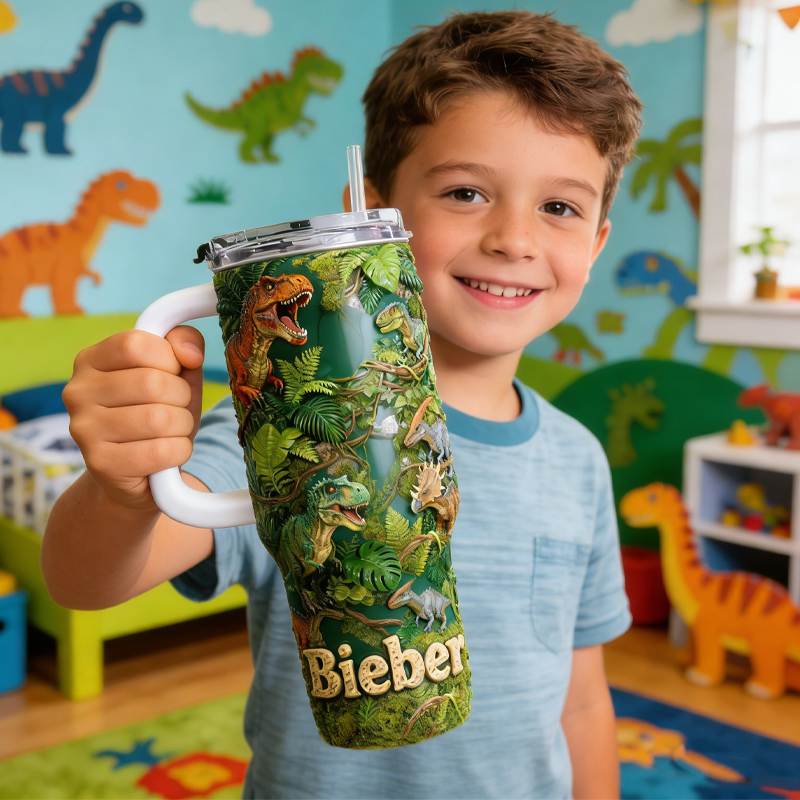 Personalized Dinosaur Tumbler with Custom Name Accents for a Unique and Cherished Gift Experience 40oz Tumbler