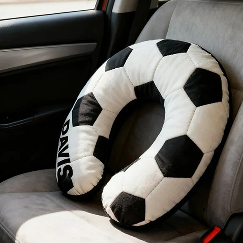 Personalized Soccer U-Shaped Pillow with Custom Name for Soccer Fans