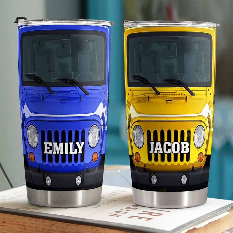 Personalized 2D Flat with Your Name Stainless Steel Tumbler Birthday Gift For Car Enthusiasts