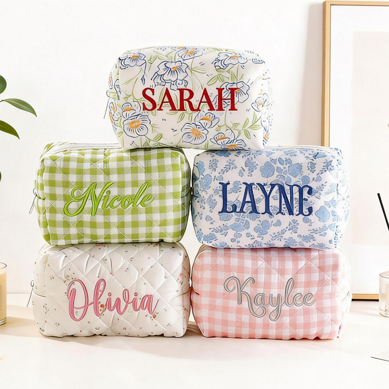 Personalized Toiletry Bag Floral Makeup Bag Embroidered Cosmetic & Toiletry Pouch Birthday Gifts Travel Gifts